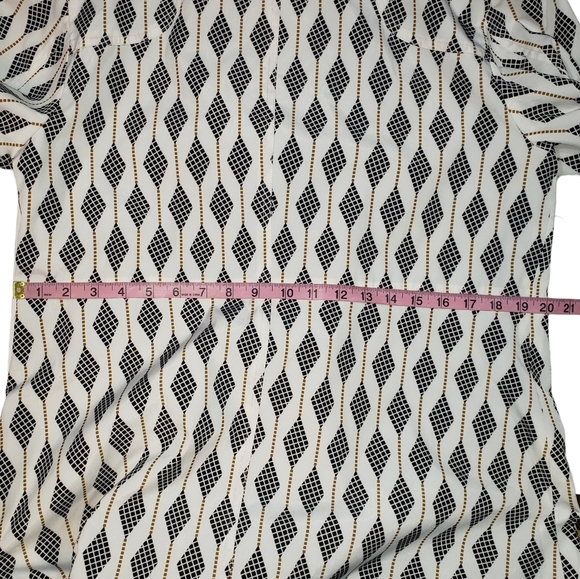 Relativity Geometric Diamond Argyle Print Rain Coat Sz Large Pockets Long Jacket - Picture 12 of 13